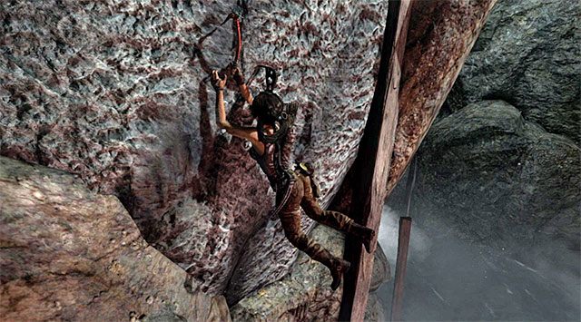 Od razu wykonaj drugi skok, celując w interaktywną ścianę - Świątynia kapłanek | Opcjonalne grobowce - Shipwreck Beach | Solucja Tomb Raider - Tomb Raider - poradnik do gry