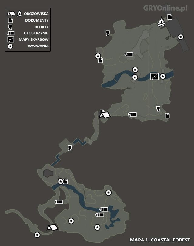 Mapa 1: Coastal Forest (Nadbrzeżny las) - Mapa | Sekrety - Coastal Forest (Nadbrzeżny las) | Sekrety Tomb Raider - Tomb Raider - poradnik do gry