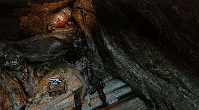 Po przedostaniu się na najwyższą skałę otwórz skrzynkę i zabierz z niej wachlarz (nagroda: 25 punktów doświadczenia) - Relikty | Sekrety - Geothermal Caverns i Solarii Fortress | Sekrety Tomb Raider - Tomb Raider - poradnik do gry