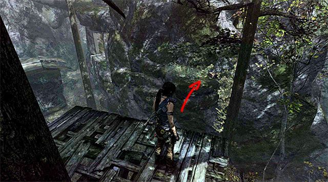 Na sam koniec obróć się w lewo i doskocz do skalnej półki z sekretem - Relikty | Sekrety - Summit Forest (Las na szczycie) | Sekrety Tomb Raider - Tomb Raider - poradnik do gry