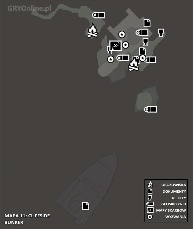 Mapa 11: Cliffside Bunker (Bunkier na ścianie klifu) - Mapa | Sekrety - Cliffside Bunker | Sekrety Tomb Raider - Tomb Raider - poradnik do gry