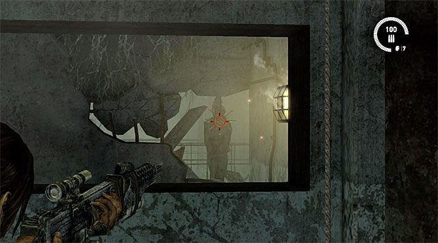 Po otwarciu drzwi podejdź do krawędzi i użyj przybliżenia obrazu żeby zlokalizować widoczny w oddali totem (nagroda: 10 punktów doświadczenia) - Zabójca Słońca | Sekrety - Research Base i Chasm Stronghold | Tomb Raider - Tomb Raider - poradnik do gry