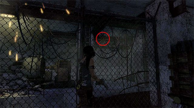 Upewnij się, że znajdujesz się w korytarzu z zamordowanymi bandytami i obróć się w prawo - Zabójca Słońca | Sekrety - Research Base i Chasm Stronghold | Tomb Raider - Tomb Raider - poradnik do gry