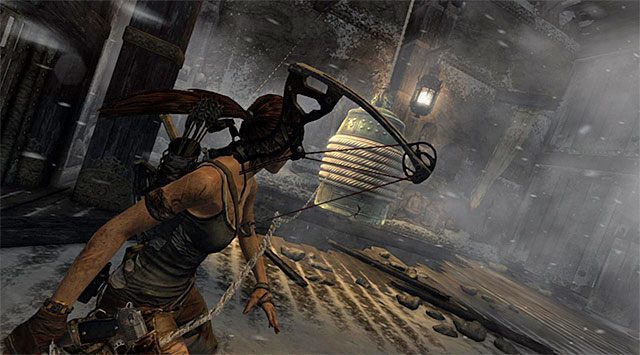 Udaj się przed siebie i doskocz do górnej krawędzi z zamiarem przedostania się do wnętrza budynku - Uratuj Sam porwaną przez Mathiasa (2) | 24 - Powrót | Solucja Tomb Raider - Tomb Raider - poradnik do gry