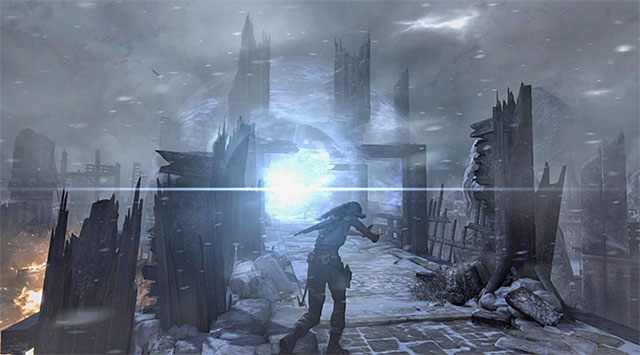 Skorzystaj z nowo odblokowanego przejścia i następnie wyrusz w stronę pulsującej sfery, wewnątrz której odbywa się rytuał (nagroda: 100 punktów doświadczenia) - Przyczyń się do zakończenia burz dzięki przerwaniu rytuału wstąpienia | 24 - Powrót - Tomb Raider - poradnik do gry