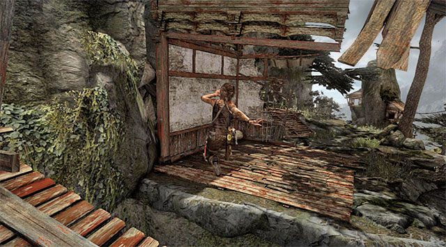 To jeszcze nie koniec, bo w celu uniknięcia śmierci w dramatycznych okolicznościach musisz szybko przeskoczyć na sąsiednią półkę (nagroda: 500 punktów doświadczenia) - Rozpal ognisko, by nadać sygnał wezwania pomocy | 8 - Wołanie o pomoc - Tomb Raider - poradnik do gry