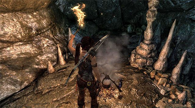 Zatrzymaj się dopiero po dotarciu do nowego obozowiska, przy którym możesz odpocząć (nie jest to oczywiście wymagane) - Grobowiec Niegodnych | Opcjonalne grobowce - Mountain Village | Tomb Raider - Tomb Raider - poradnik do gry