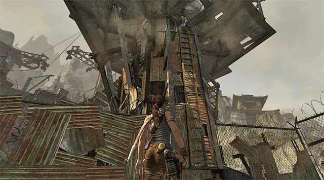 Po dotarciu do nowego obszaru zignoruj widocznych w oddali przeciwników, bo będą oni zajęci wyłącznie doścignięciem Grima i wkrótce zginą z jego rąk - Zinfiltruj pałac | 14 - Autostrada do piekła, 15 - Wybawczyni | Tomb Raider - Tomb Raider - poradnik do gry