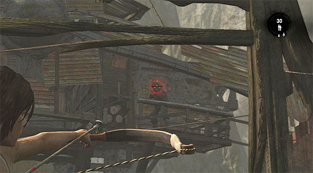 Zachowaj czujność, bo tuż po dotarciu na wspomnianą wyżej półkę na wschód od tego miejsca pojawią się kolejni wrogowie - 15 - Wybawczyni - Dotrzyj do miejsca pobytu Grima | 14 - Autostrada do piekła, 15 - Wybawczyni - Tomb Raider - poradnik do gry