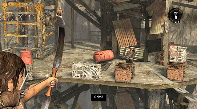 Spokojnie zaczekaj aż ruchoma platforma zbliży się do stabilnej półki i wykonaj skok w jej stronę - 15 - Wybawczyni - Dotrzyj do miejsca pobytu Grima | 14 - Autostrada do piekła, 15 - Wybawczyni - Tomb Raider - poradnik do gry