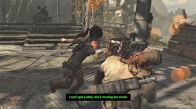 Analogicznie do wcześniejszych bitew musisz liczyć się z tym, że prędzej czy później bandyci zaczną przedostawać się na platformę okupowaną przez Larę - 15 - Wybawczyni - Dotrzyj do miejsca pobytu Grima | 14 - Autostrada do piekła, 15 - Wybawczyni - Tomb Raider - poradnik do gry