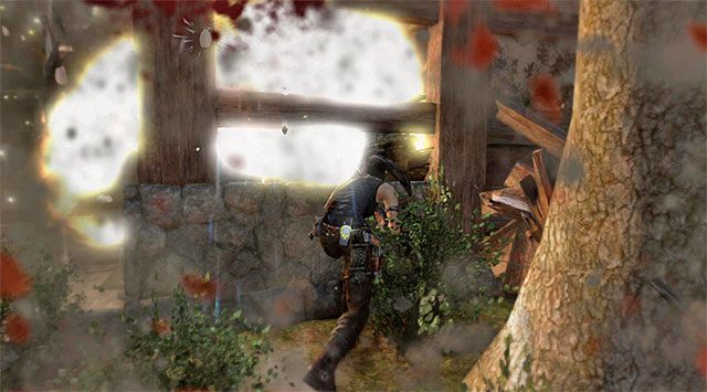 Wyrusz w stronę środkowego murku, pamiętając o tym żeby nie wykonywać po drodze żadnych niepotrzebnych przestojów - Przebij się do wyjścia z pałacu | 17 - Prosto w ogień | Solucja Tomb Raider - Tomb Raider - poradnik do gry