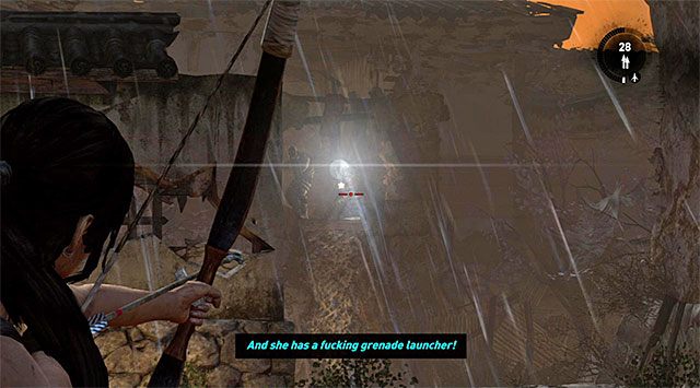 Na koniec proponuję zająć się bandytami rozstawionymi przy reflektorze oświetlającym cały plac - Przebij się do wyjścia z pałacu | 17 - Prosto w ogień | Solucja Tomb Raider - Tomb Raider - poradnik do gry