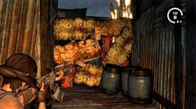 Skręć w prawo i zjedź po linie na dół - Spotkaj się z Sam | 17 - Prosto w ogień | Solucja Tomb Raider - Tomb Raider - poradnik do gry