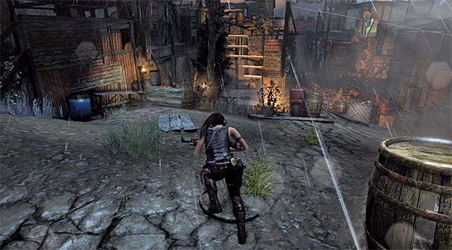 Przemieszczaj się stopniowo w stronę stanowiska maszynowego, przy czym nie pozostawaj oczywiście na otwartej przestrzeni, tylko przeskakuj pomiędzy zasłonami zlokalizowanymi na lewo i na prawo od głównej ścieżki - Spotkaj się z Sam | 17 - Prosto w ogień | Solucja Tomb Raider - Tomb Raider - poradnik do gry