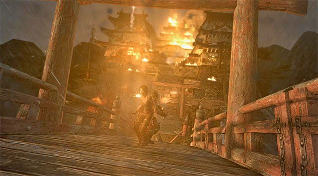 Cały ten etap to seria scen akcji i musisz rozpocząć od złapania się liny - Przejdź przez mosty | 18 - Dotrzyj do śmigłowca | Solucja Tomb Raider - Tomb Raider - poradnik do gry