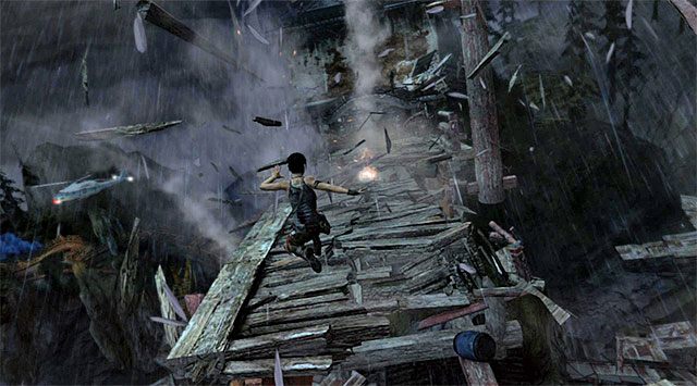 Kolejna scena nie jest zbyt skomplikowana - Przejdź przez mosty | 18 - Dotrzyj do śmigłowca | Solucja Tomb Raider - Tomb Raider - poradnik do gry
