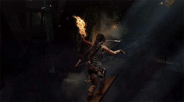 Podążaj bardzo liniową ścieżką, przechodząc po drodze po drewnianej belce i nieco dalej przeciskając się między skałami - Komnata Sądu | Opcjonalne grobowce - Shantytown i Summit Forest | Tomb Raider - Tomb Raider - poradnik do gry