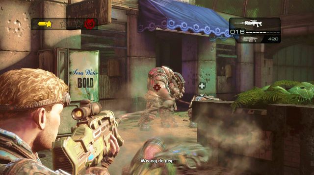 Zwróć uwagę na schody po swojej lewej stronie, skąd mogą próbować podejść przeciwnicy - Dzielnica nabrzeżna - Przedmieścia Halvo Bay - Gears of War: Judgment - poradnik do gry