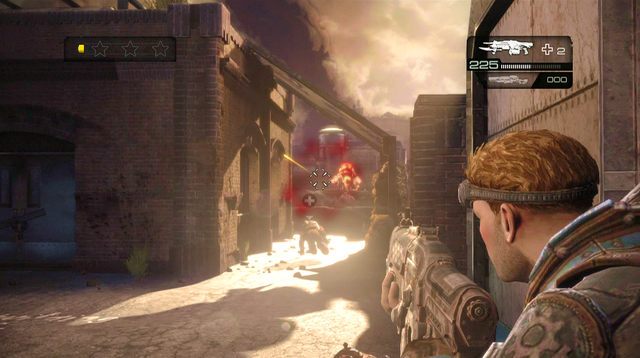 W pomieszczeniu odnajdziesz Retro Lancery oraz Miażdżyciela - Dachy placu muzealnego - Przedmieścia Halvo Bay - Gears of War: Judgment - poradnik do gry