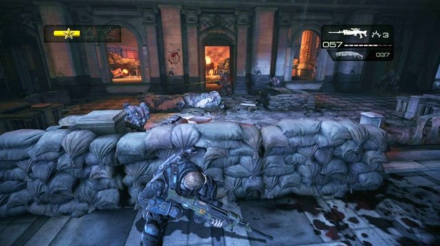 Kiedy zabijesz większość przeciwników, wejdź do środka pokoju i przejdź na jego prawą stronę - Sale - Budynek sądu - Gears of War: Judgment - poradnik do gry