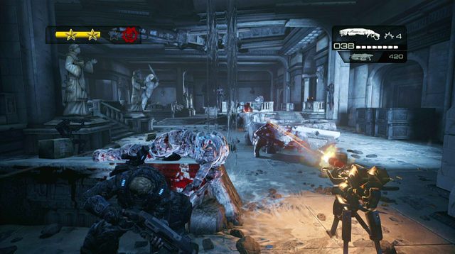 Jeżeli wartownik nie został zniszczony to zabierz go ze sobą do następnego pomieszczenia - Wejście północne - Budynek sądu - Gears of War: Judgment - poradnik do gry