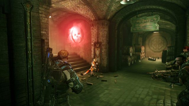 Przy zwłokach odnajdziesz karabin snajperski, który podnieś oraz symbol odtajnionej misji - Dzielnica Riverwalk - Muzeum chwały wojskowej - Gears of War: Judgment - poradnik do gry