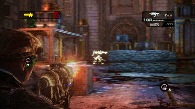 Cały atak nadejdzie przez wejście po przeciwnej stronie pomieszczenia, możesz więc tam wbić parę granatów w ścianę - Wschodnie skrzydło - Muzeum chwały wojskowej - Gears of War: Judgment - poradnik do gry