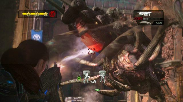 Schowaj się pod jedną z kopuł po prawej lub lewej stronie, skąd strzelaj do pierwszego Rozrywacza, który wyląduje na moście - Most Enfielda - Akademia Wojskowa Halvo Bay - Gears of War: Judgment - poradnik do gry