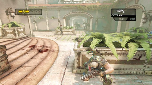 Następnie przez zniszczoną bramę nadejdą Oprawcy oraz kolejni wrogowie z tasakami - Willa Soleno - Seahorse Hills - Gears of War: Judgment - poradnik do gry