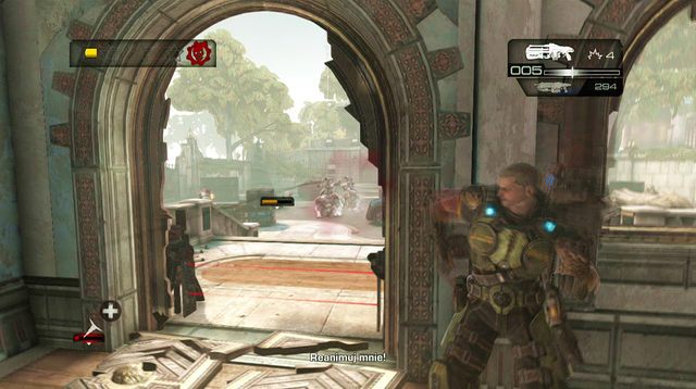 Nie niszcząc więcej żadnych ogrodzeń laserowych (będą blokować przejście dla przeciwników), przygotuj się na natarcie wrogów, m - Domki gościnne - Seahorse Hills - Gears of War: Judgment - poradnik do gry