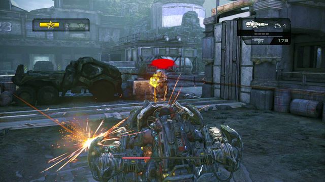 Po oczyszczeniu tego obszaru, brama na wprost otworzy się - Terminal - Onyx Point - Gears of War: Judgment - poradnik do gry