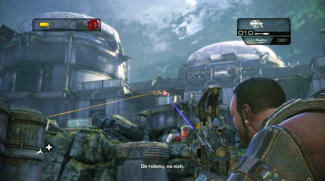 Następnie przejdź na lewą stronę osłonę i wyczekuj momentu, kiedy któryś z wrogów wychyli się i będzie celować w innym kierunku - Klify - Onyx Point - Gears of War: Judgment - poradnik do gry