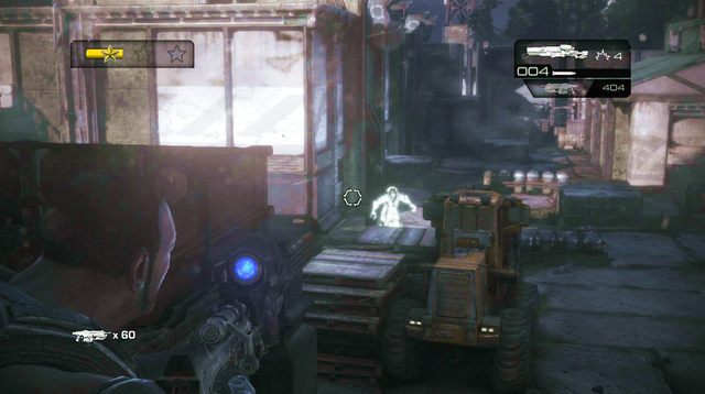 Następnie podejdź bliżej barierek, za którymi się schowaj, tak by nie zostać trafionym przez pocisk od Boomera - Baza główna - Onyx Point - Gears of War: Judgment - poradnik do gry