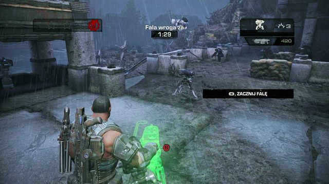 Na ziemi odnajdziesz Granatnik i skrzynię z amunicją - Plaża - Onyx Point - Gears of War: Judgment - poradnik do gry