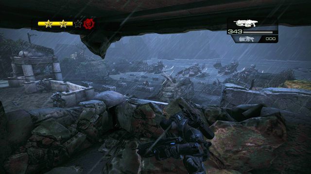 Przed kolejną falą ponownie zbierz amunicję od zabitych wrogów i szybko wróć do działka stacjonarnego - Plaża - Onyx Point - Gears of War: Judgment - poradnik do gry