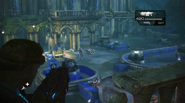 Po oczyszczeniu szczytu schodów, stań za działkiem - Ponowne spotkanie - Pokłosie - Gears of War: Judgment - poradnik do gry