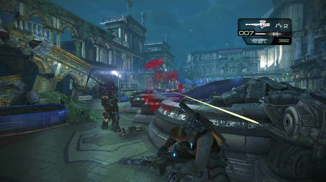 Po drugiej stronie fontanny na parterze, wyskoczą wrogowie - Ponowne spotkanie - Pokłosie - Gears of War: Judgment - poradnik do gry