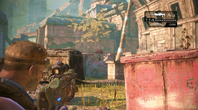 Za rogiem budynku po prawej stronie, skręć w prawo i idź w kierunku bramy na wprost - O krok bliżej - Pokłosie - Gears of War: Judgment - poradnik do gry