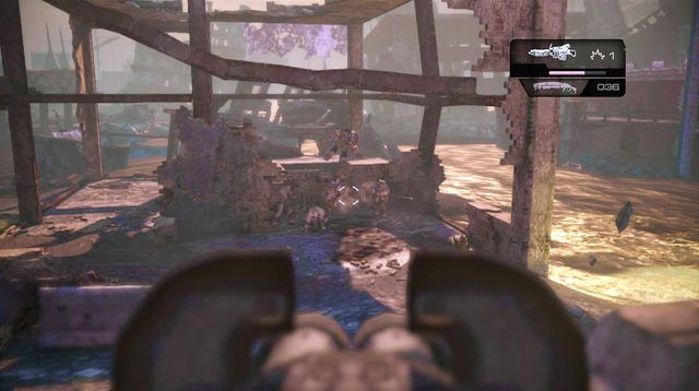 Na wprost, przez ścianę zaczną przeskakiwać kolejni wrogowie - O krok bliżej - Pokłosie - Gears of War: Judgment - poradnik do gry