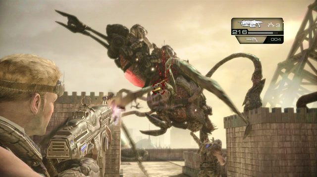 Wróć się do dziury, którą tu zszedłeś i wejdź na klatkę po prawej stronie - Prosto na górę - Pokłosie - Gears of War: Judgment - poradnik do gry