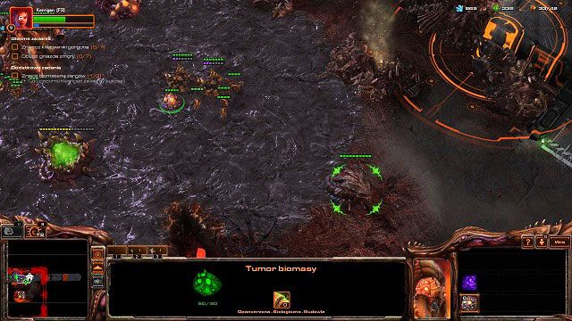 Jak zawsze rozpoczynamy misję od przydzielenia robotnic do pól minerałów oraz zbudowania ekstraktora wespanu i obsadzenia go zbieraczami - Ogień na niebie | Kampania - Char | StarCraft II Heart of the Swarm - StarCraft II: Heart of the Swarm - poradnik do gry