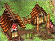 Jeśli prawidłowo zaznaczyliście oba obiekty, przed strzelnicą powinna się pojawić flaga - Szkolenie jednostek | Rozgrywka | Battle Realms - Battle Realms - poradnik do gry