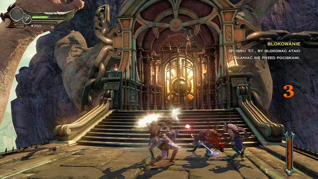 Gdy znajdziesz się na powierzchni wybiegnij po schodach i kontynuuj pościg za Furią biegnąc w lewo - Pogoń za Furią w God of War Wstąpienie - God of War: Ascension - poradnik do gry