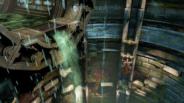 By wydostać się ze studni kieruj się w górę i w prawo, a następnie w kierunku tunelu, z którego leje się woda - 2 - Kanały | Opis przejścia | God of War Wstąpienie - God of War: Ascension - poradnik do gry