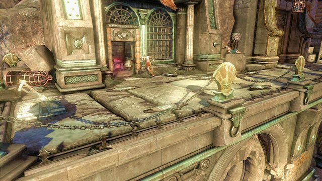 Pod koniec drogi natrafisz na dźwignię oraz wejście do niewielkiego pomieszczenia, w którym ukryte zostały dwie skrzynie z czerwonymi kulami - 2 - Kanały | Opis przejścia | God of War Wstąpienie - God of War: Ascension - poradnik do gry