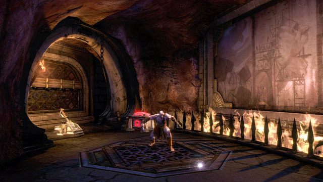 Przestaw znajdującą się w środku dźwignię i otwórz czerwoną skrzynię - Druga walka z ręką Hekatonchejrona | God of War Wstąpienie - God of War: Ascension - poradnik do gry