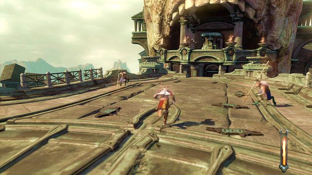 Po dłuższym przerywniku wpadniesz na większą grupę wrogów składającą się z pasożytów oraz więźniów z włóczniami - 4 - Hekatonchejrowie | Opis przejścia | God of War Wstąpienie - God of War: Ascension - poradnik do gry