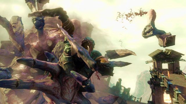 Wykończenie potwora sprawi, że przejmiesz nad nim częściową kontrolę i będziesz mógł przy jego pomocy posłać kilka ciosów w kierunku olbrzymiej głowy - 4 - Hekatonchejrowie | Opis przejścia | God of War Wstąpienie - God of War: Ascension - poradnik do gry