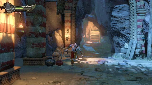 Po rozmowie z czarną postacią udaj się przed siebie przez pobliską jaskinię - Początek wioski (1) - God of War: Ascension - poradnik do gry